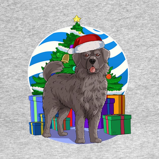 Newfoundland Dog Cute Santa Christmas Gift by Noseking